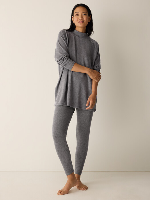 Cozy Brushed Terry Mock Neck Long Top