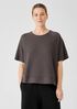 Organic Cotton Slubby Rib Knit Elbow-Sleeve Top