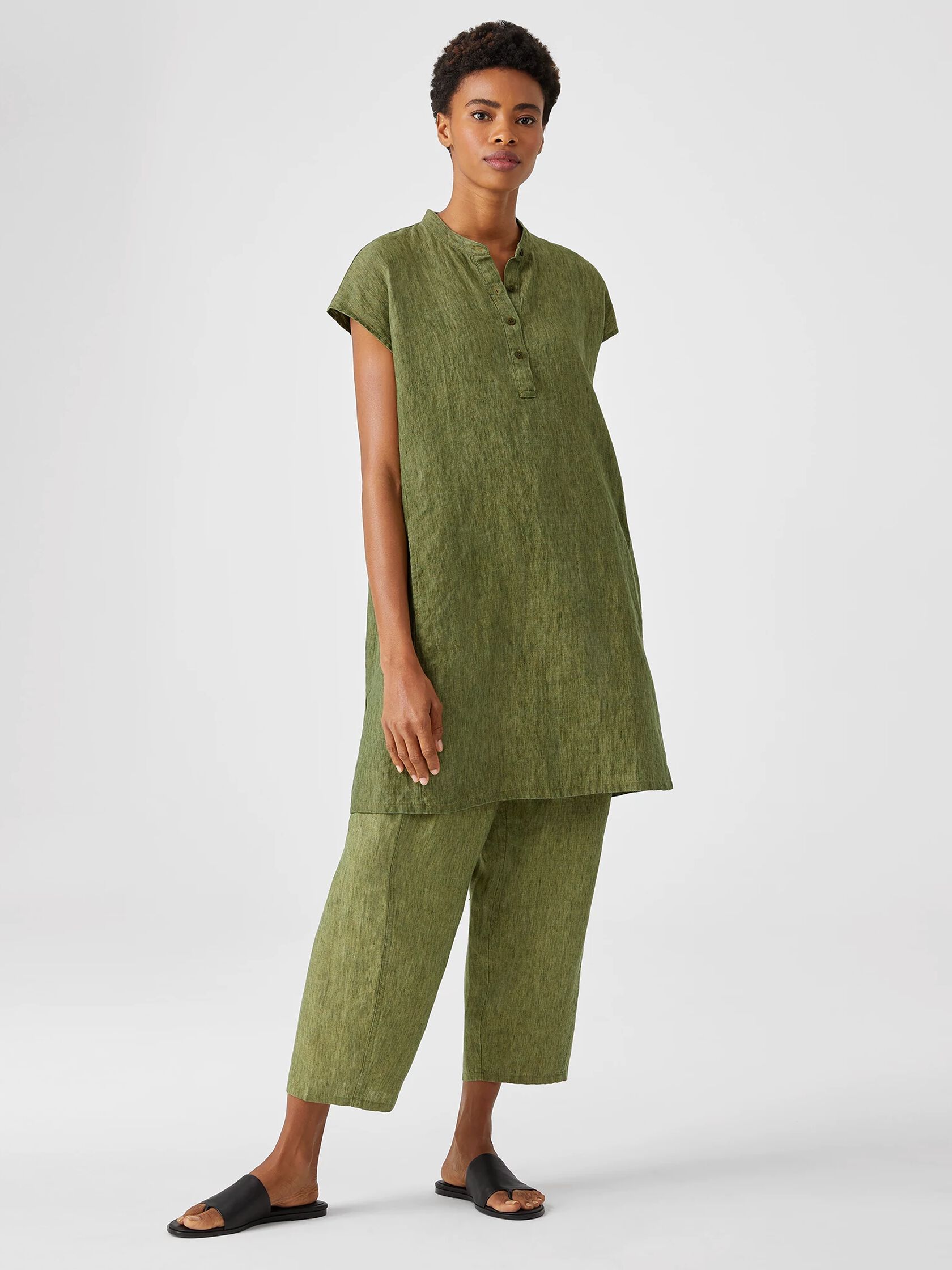 Washed Organic Linen Delave Shirtdress