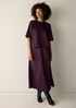 Textured Satin Round Neck Elbow-Sleeve Top