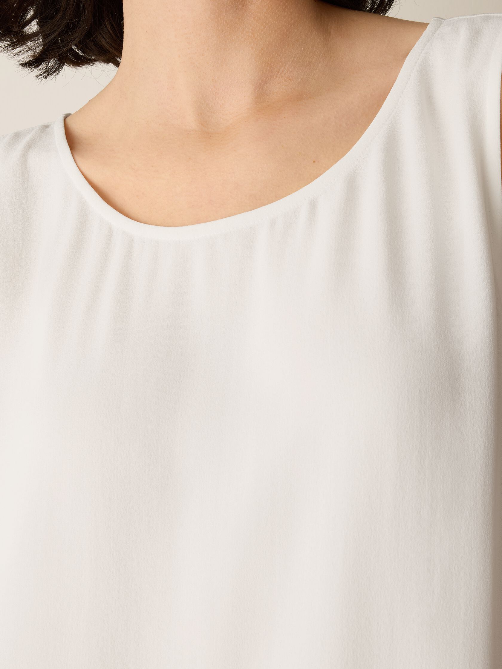 Silk Georgette Crepe Ballet Neck Long Tank