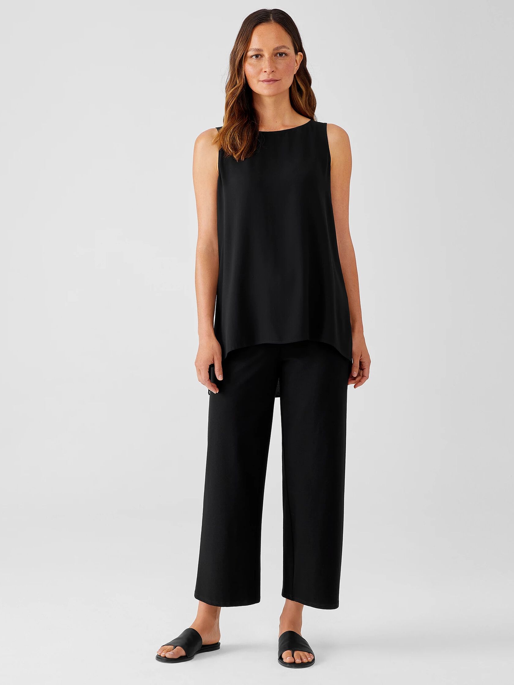 Washable Stretch Crepe Straight Pant