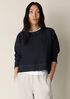 Cotton Indigo Knit Denim Crew Neck Top