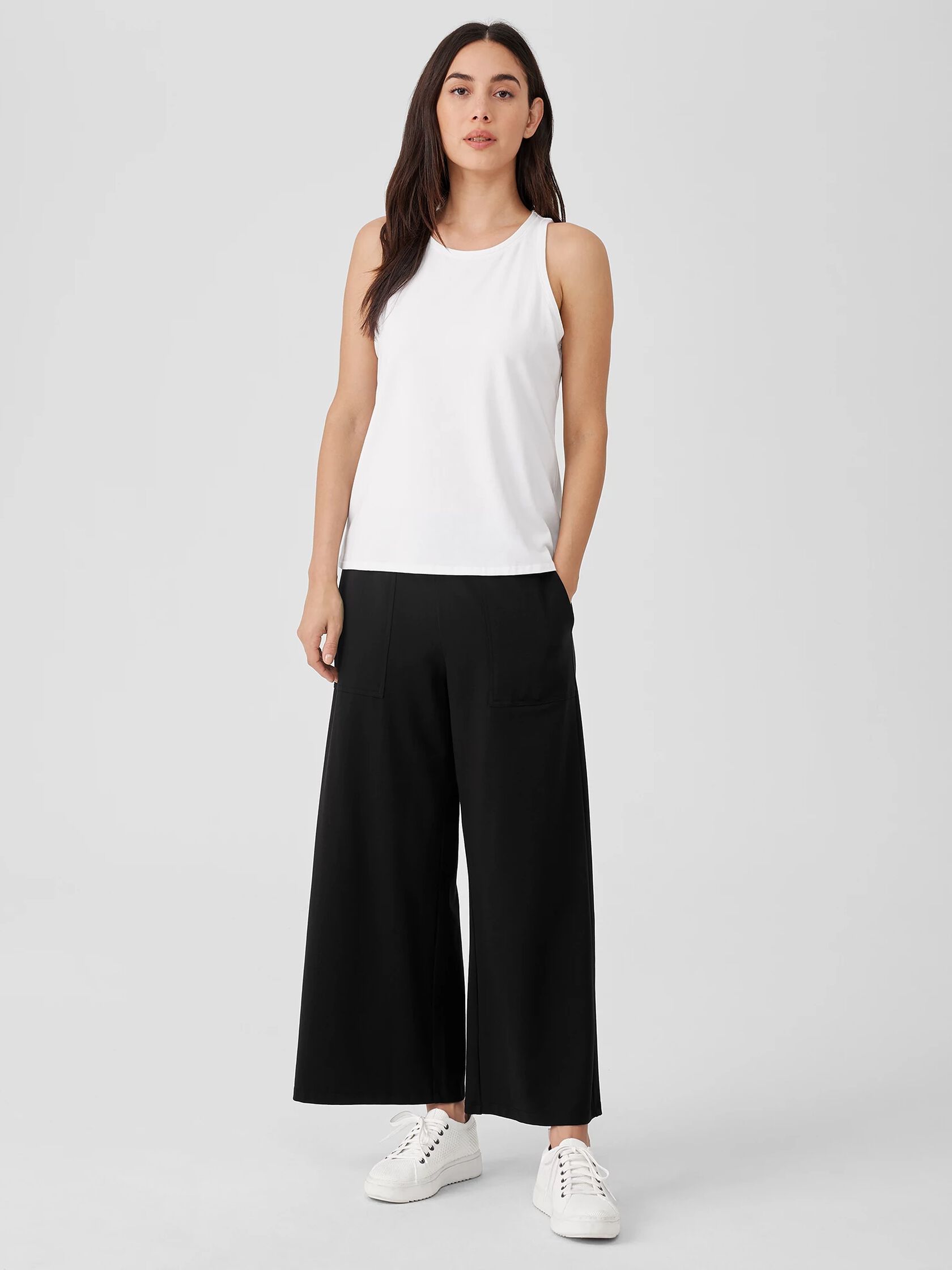 Pima Cotton Stretch Jersey Round Neck Tank