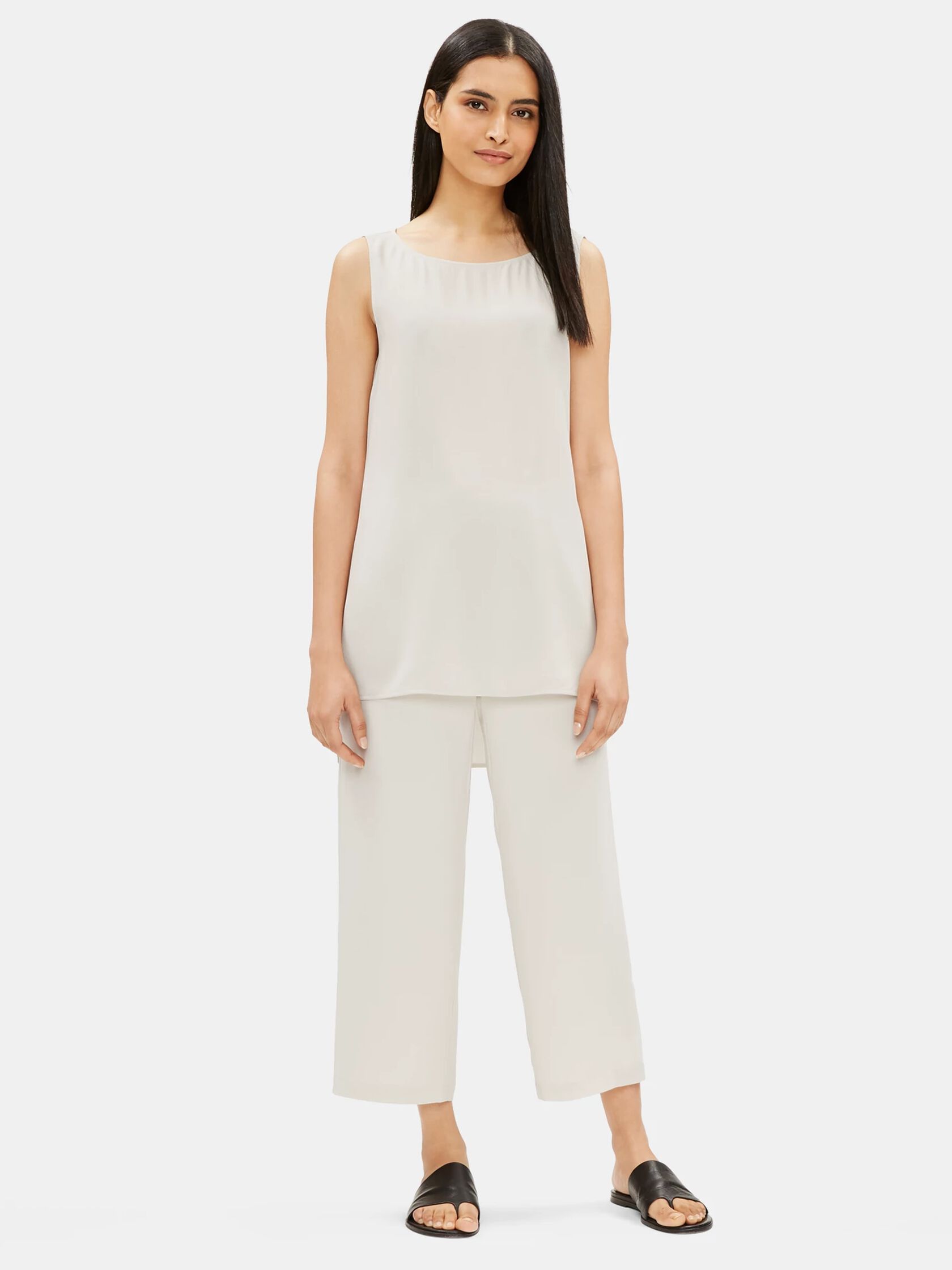 System Silk Georgette Crepe Cropped Pant