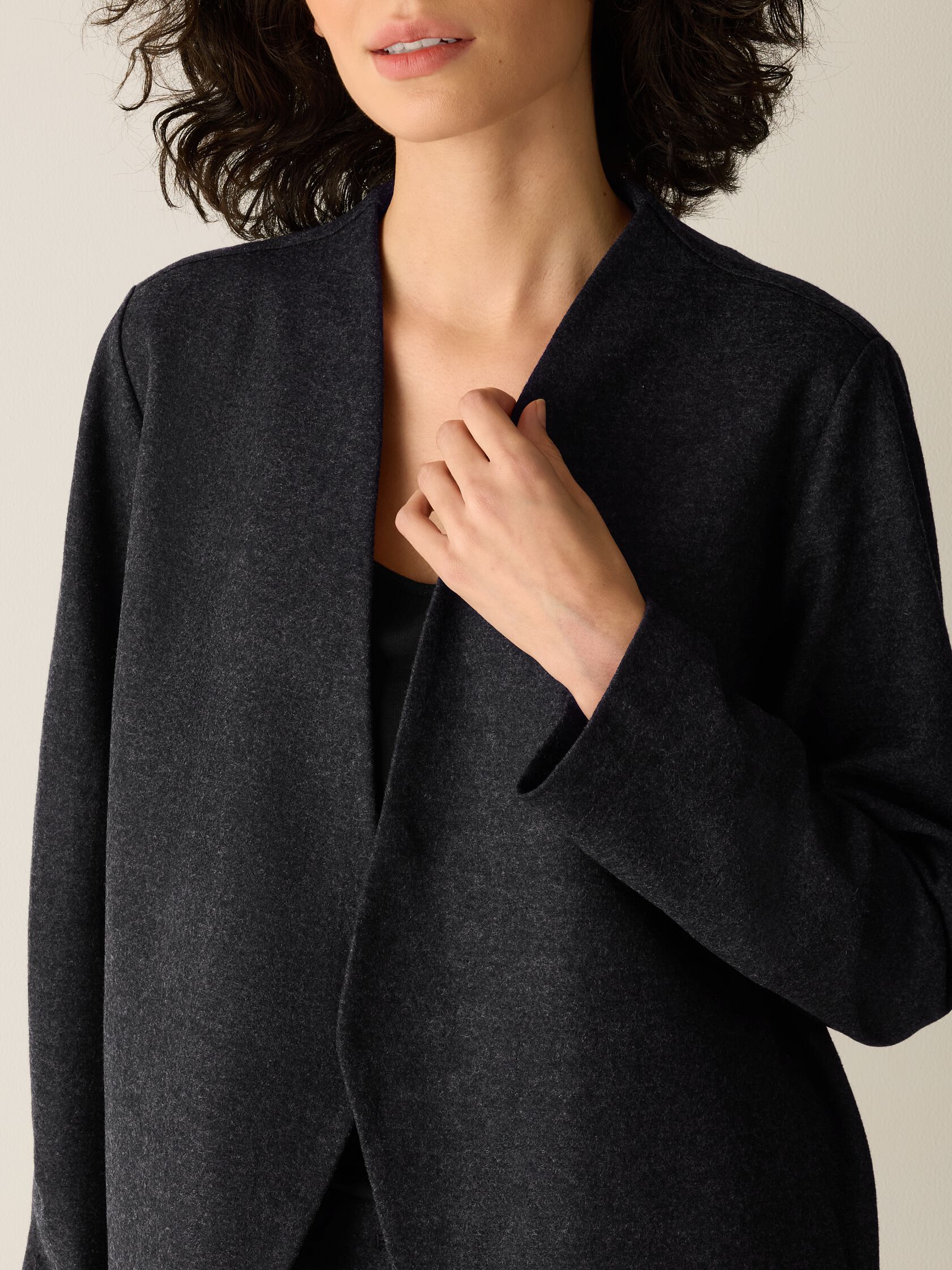 M&eacute;lange Felted Wool Jersey Angled Jacket in&nbsp;Regenerative Wool