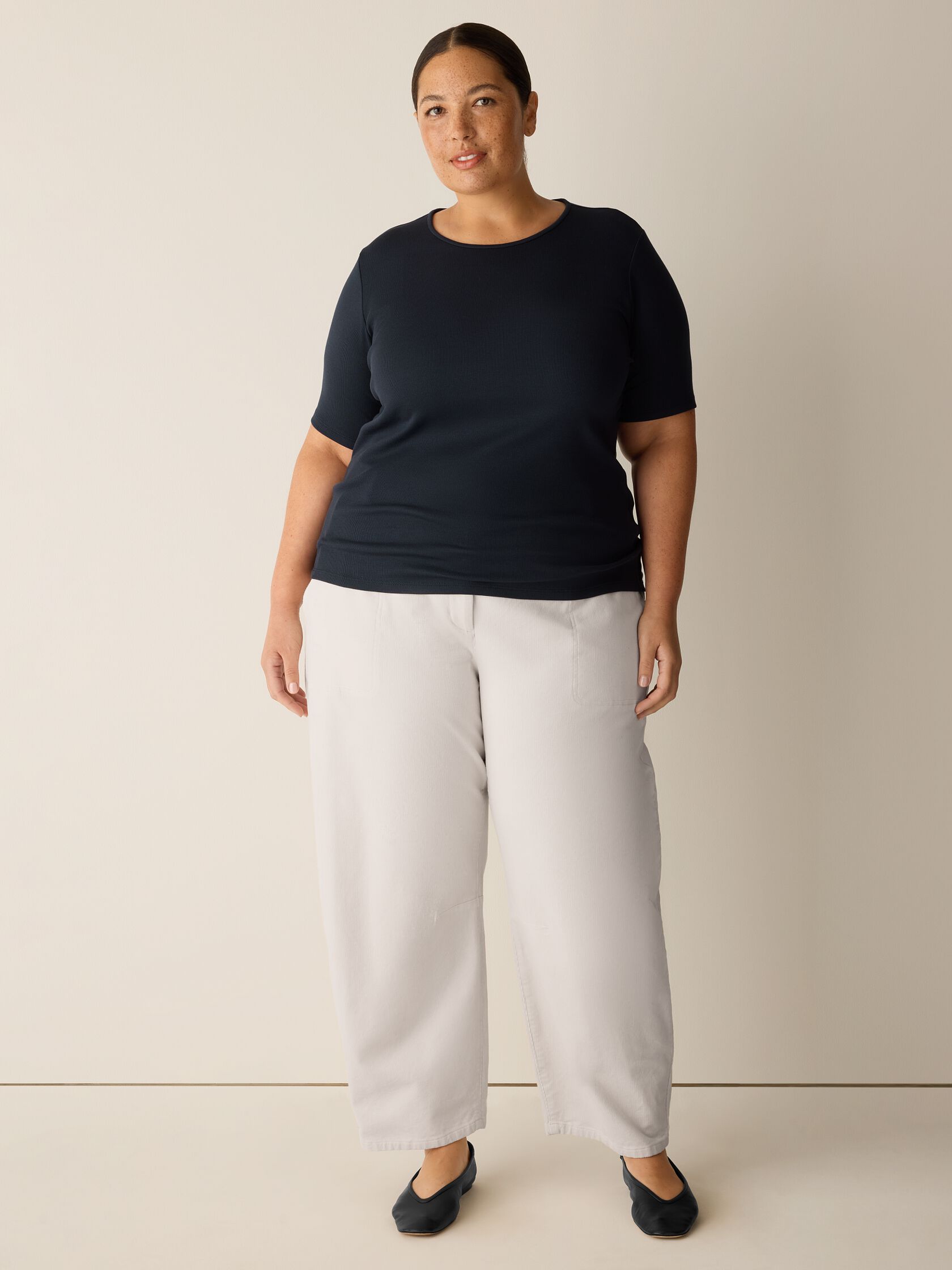 Organic Cotton Stretch Rib Crew Neck Tee