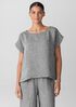 Puckered Organic Linen Ballet Neck Top