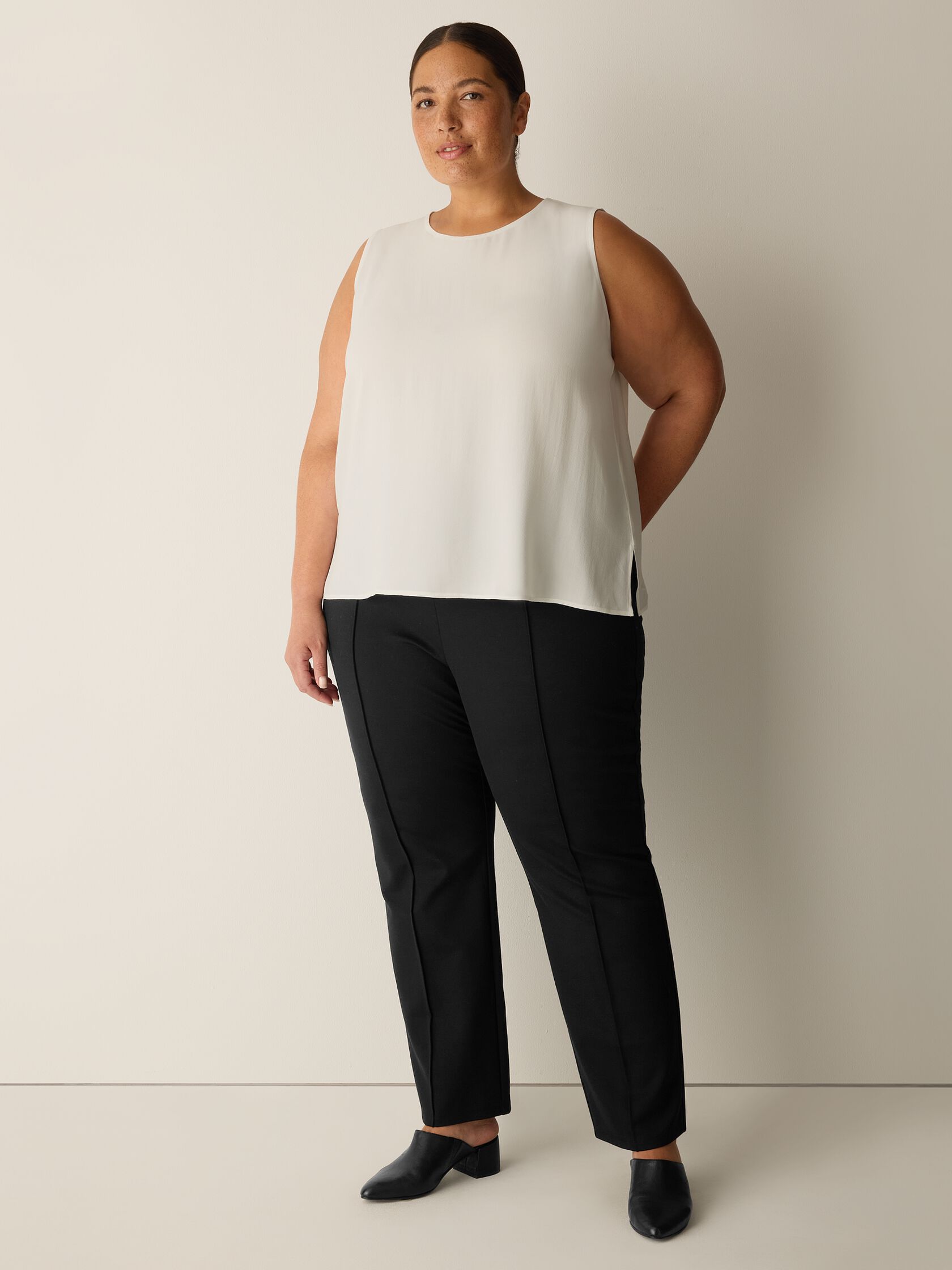 Silk Georgette Crepe Round Neck Tank