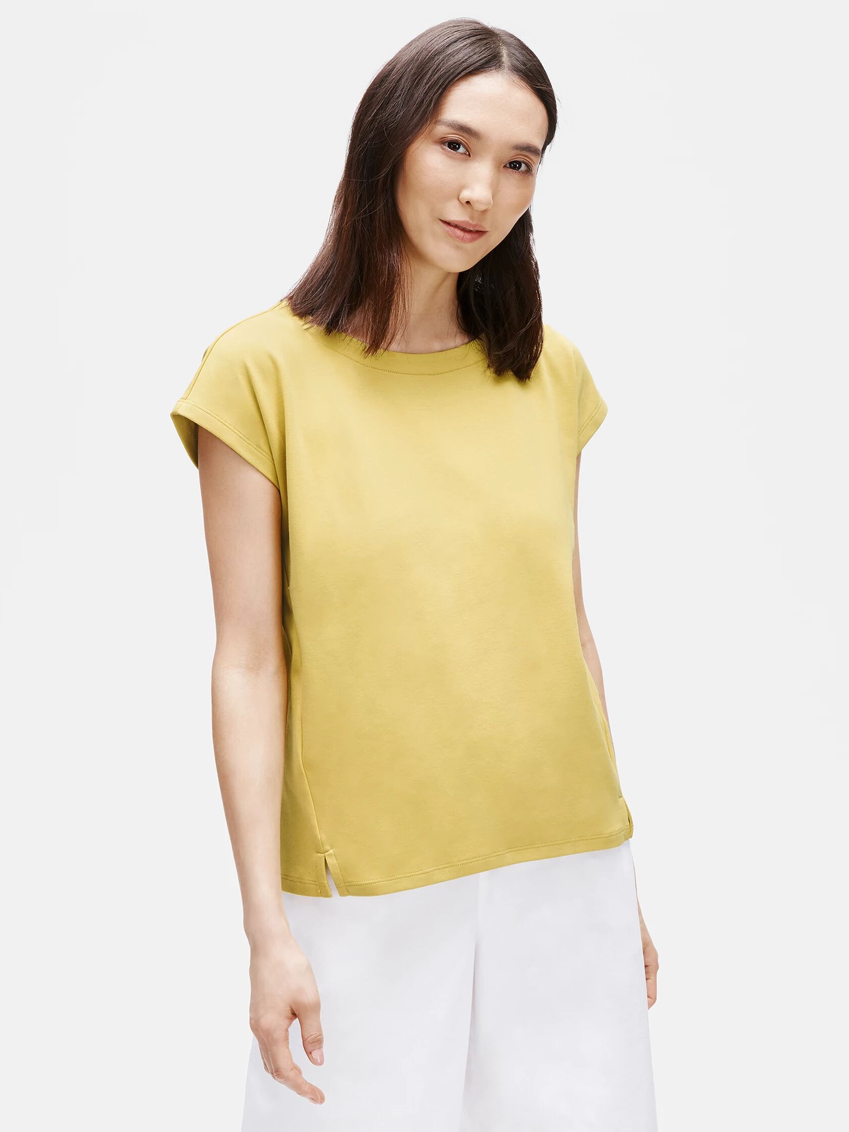 Organic Cotton Interlock Bateau Neck Top