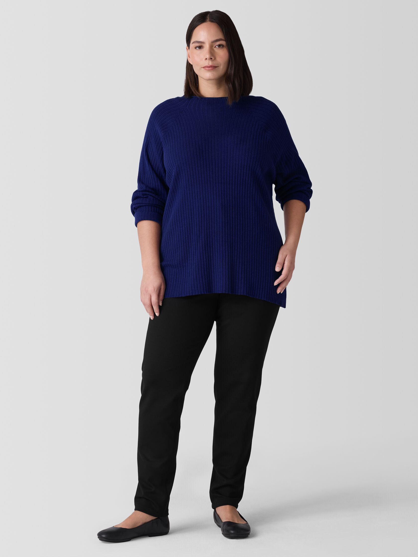 Peruvian Cotton Blend Funnel Neck Top