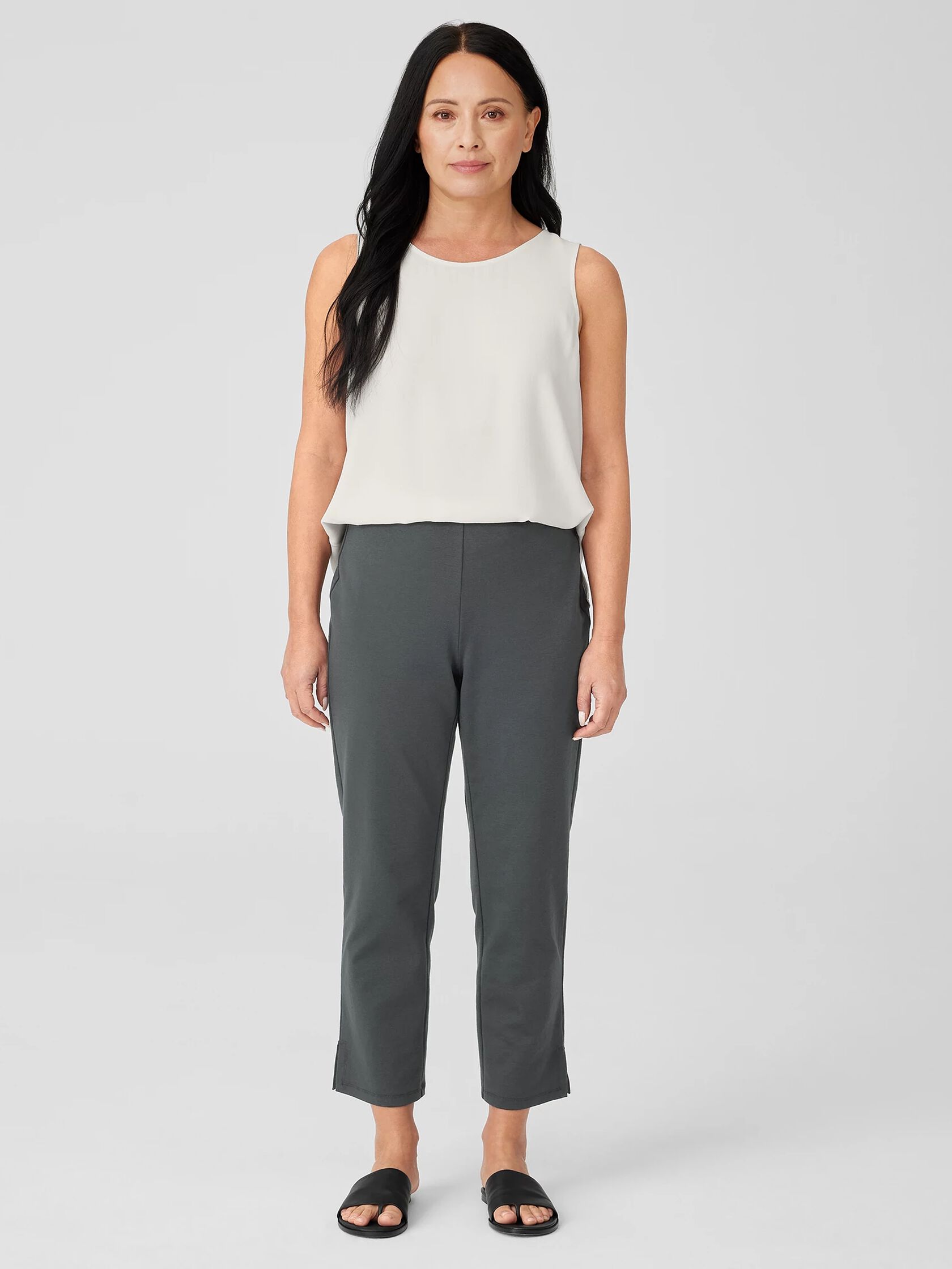 Cotton Blend Ponte Pant with Slits