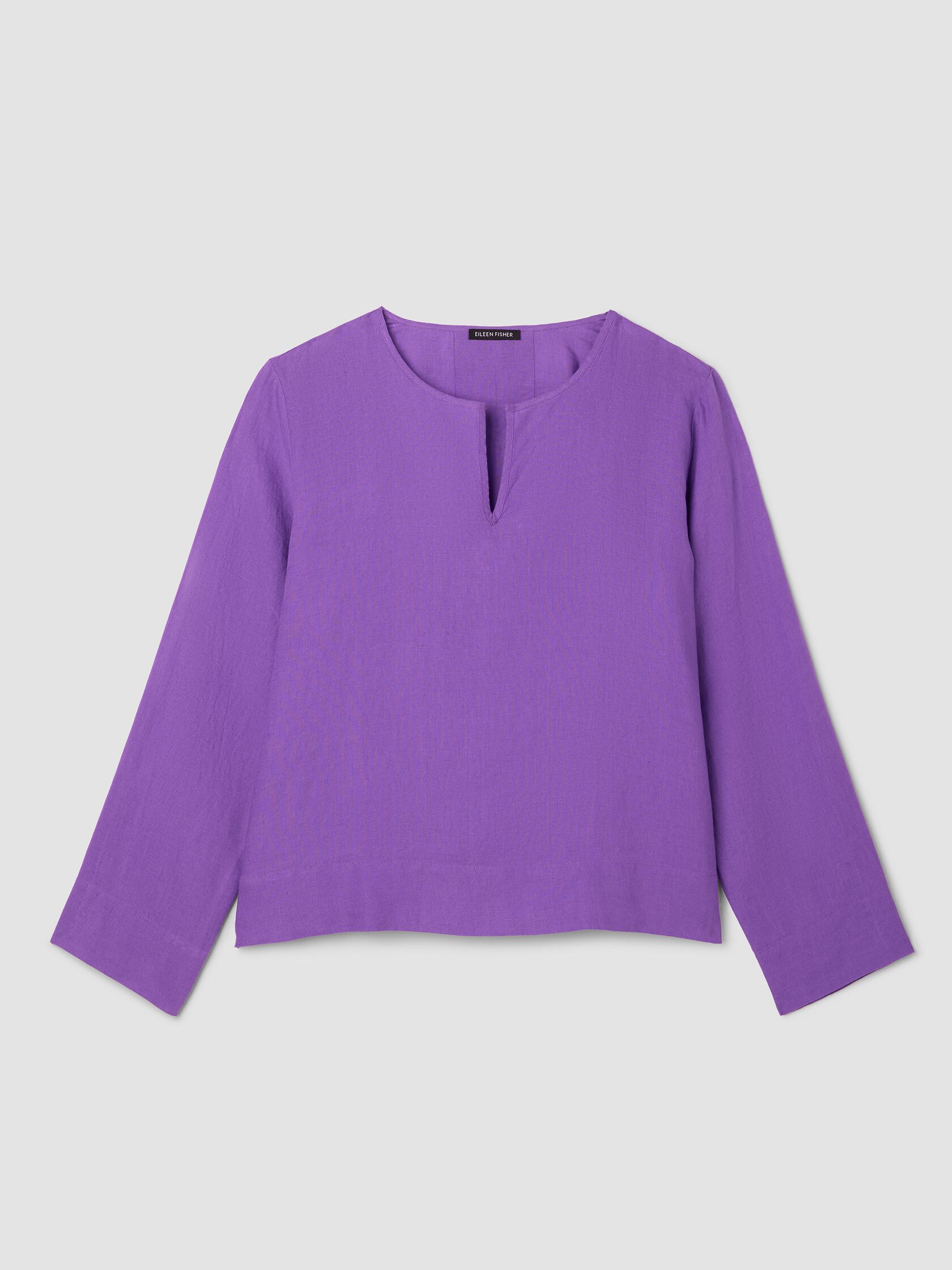 Organic Handkerchief Linen Split Neck Top