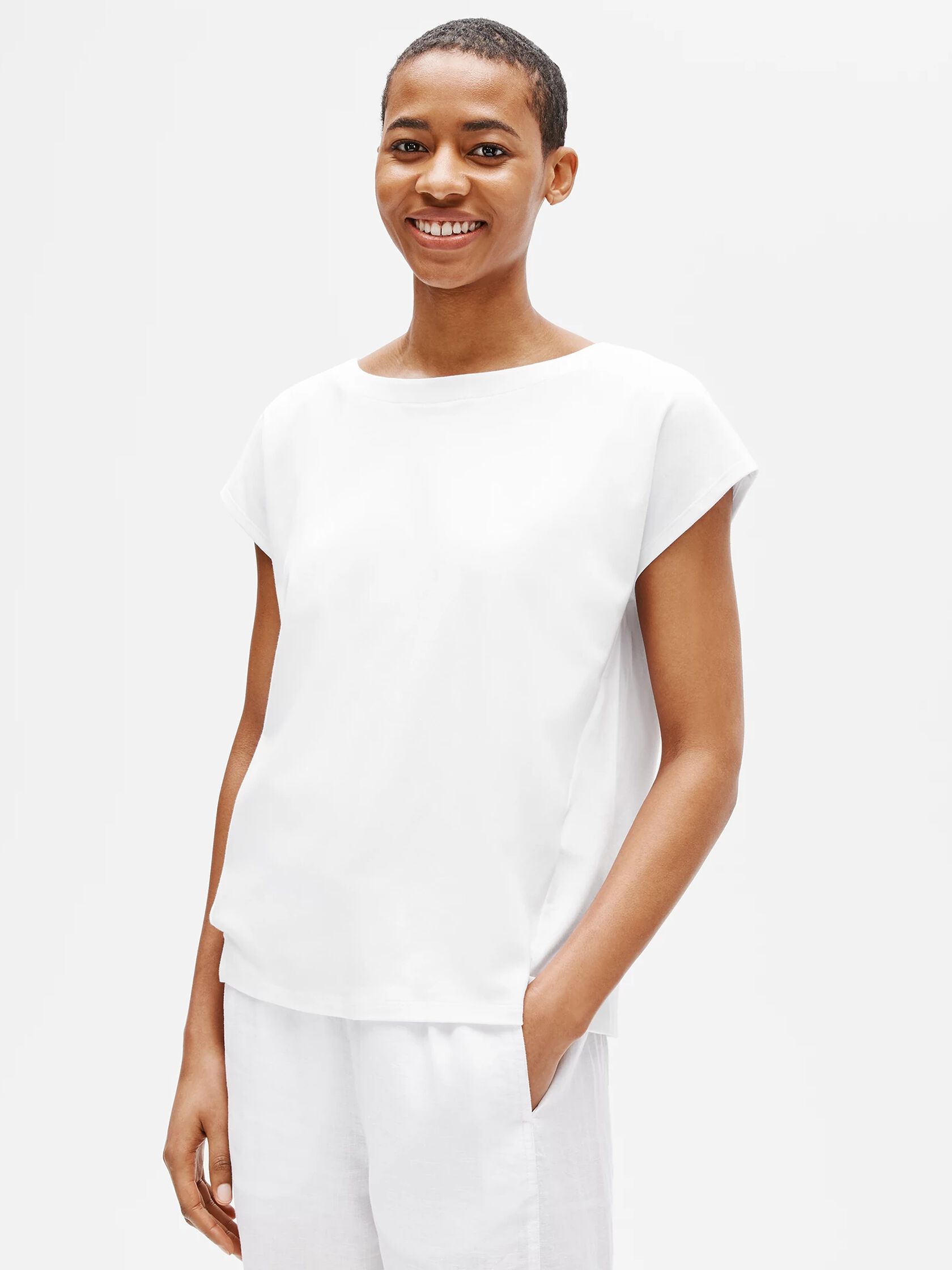 Organic Cotton Interlock Bateau Neck Top