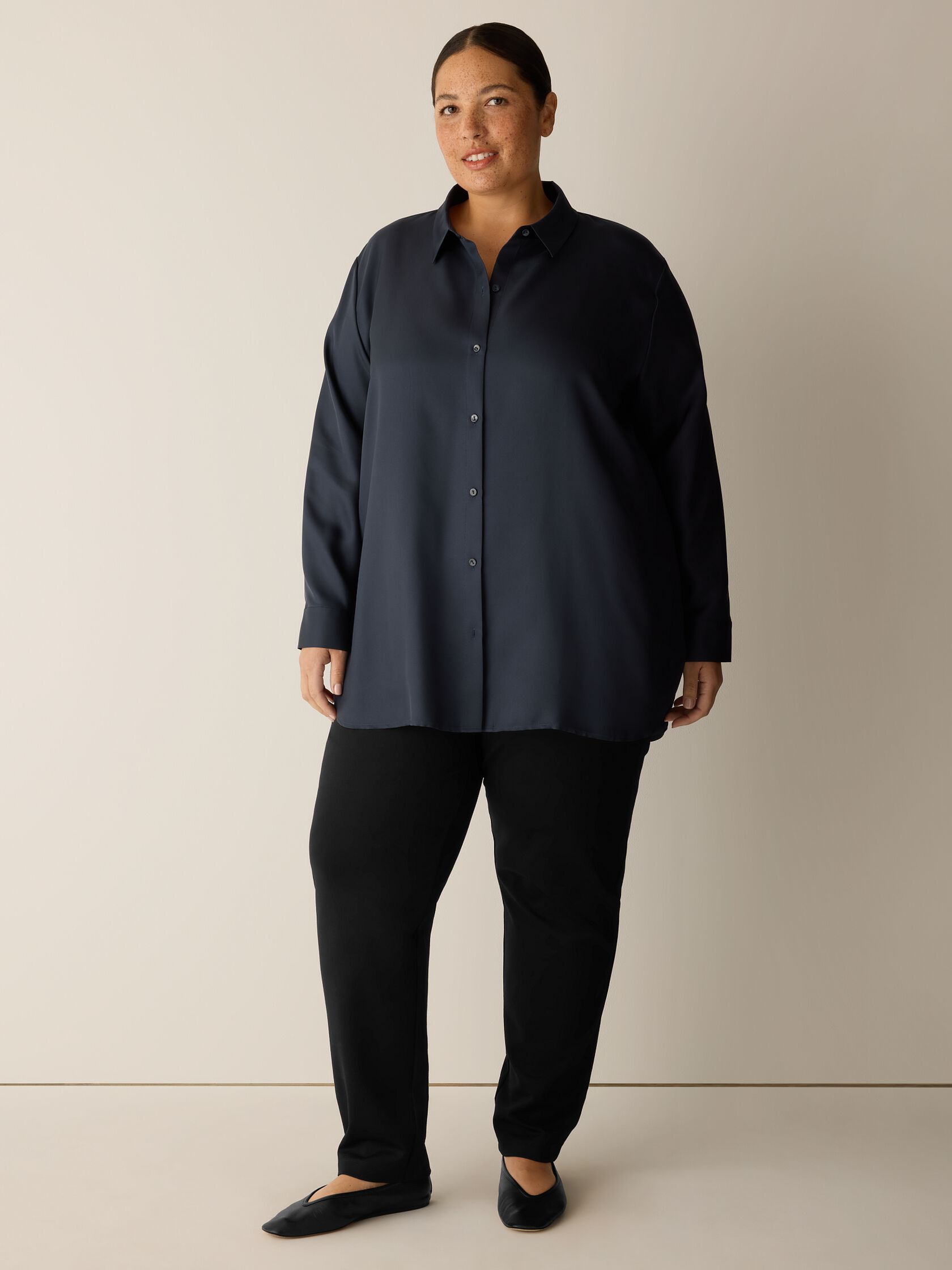 Silk Twill Classic Collar Shirt