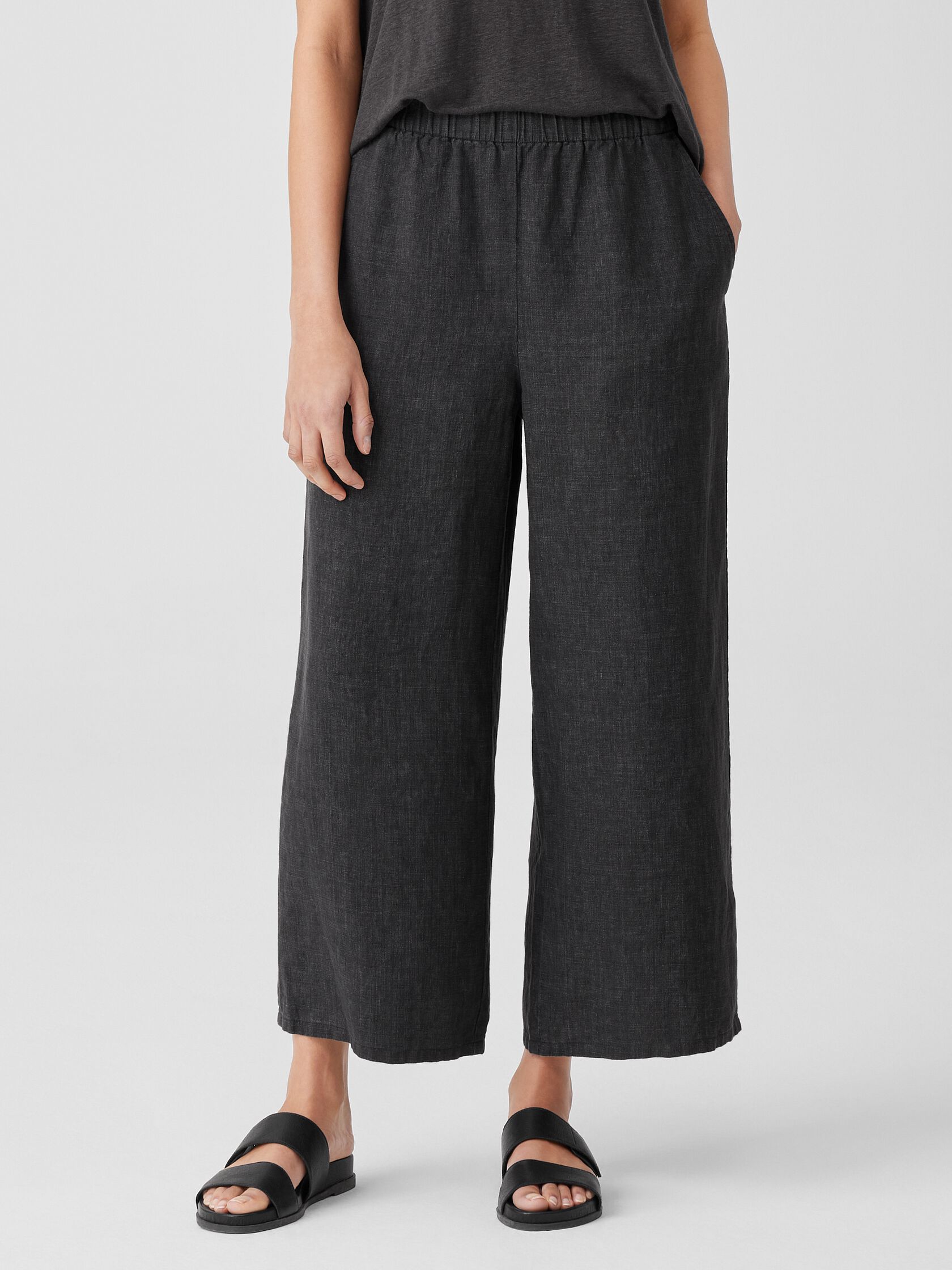 Washed Organic Linen Délavé Wide-Leg Pant