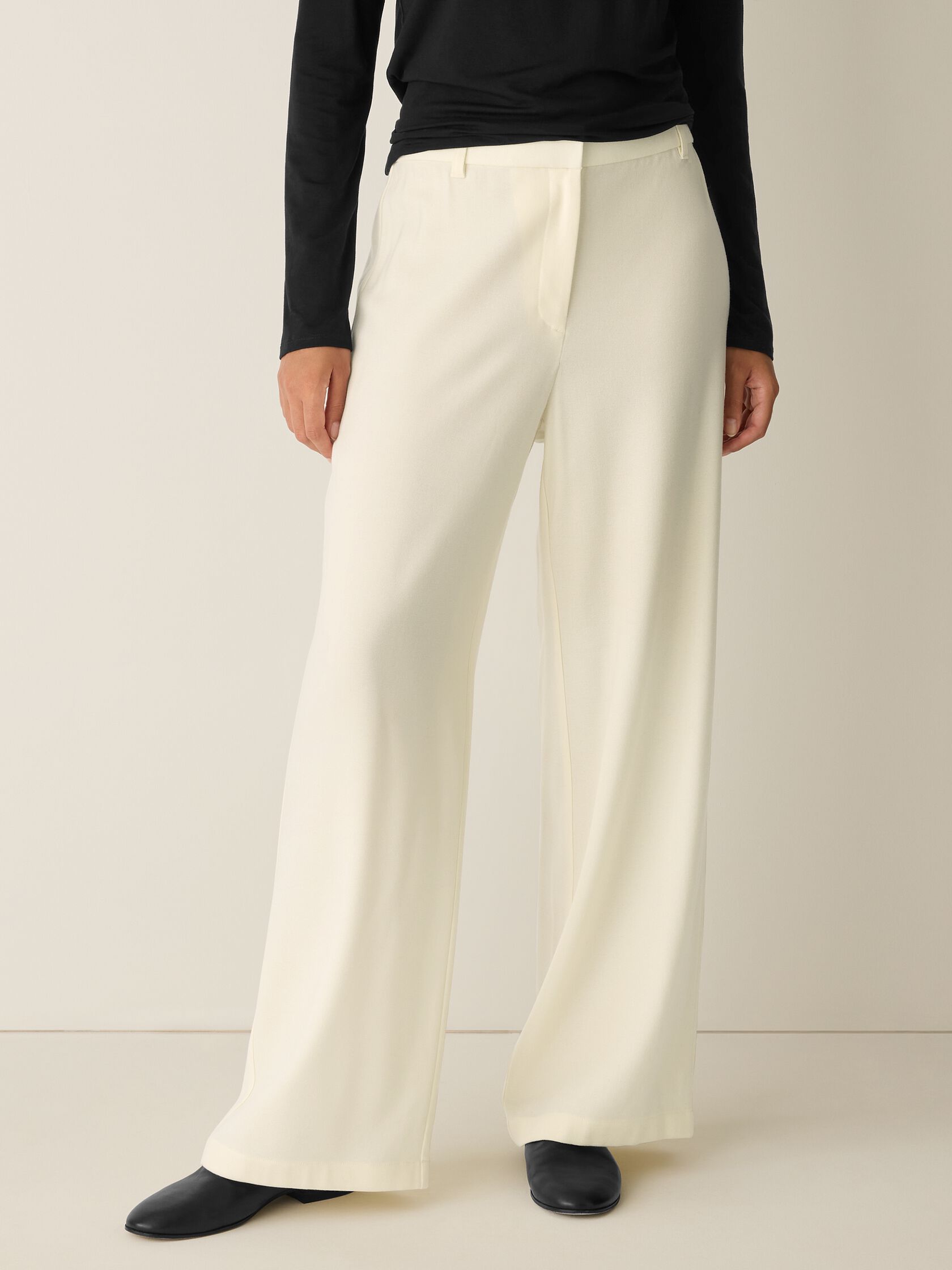 Stretch Wool Crepe Wide-Leg Trouser