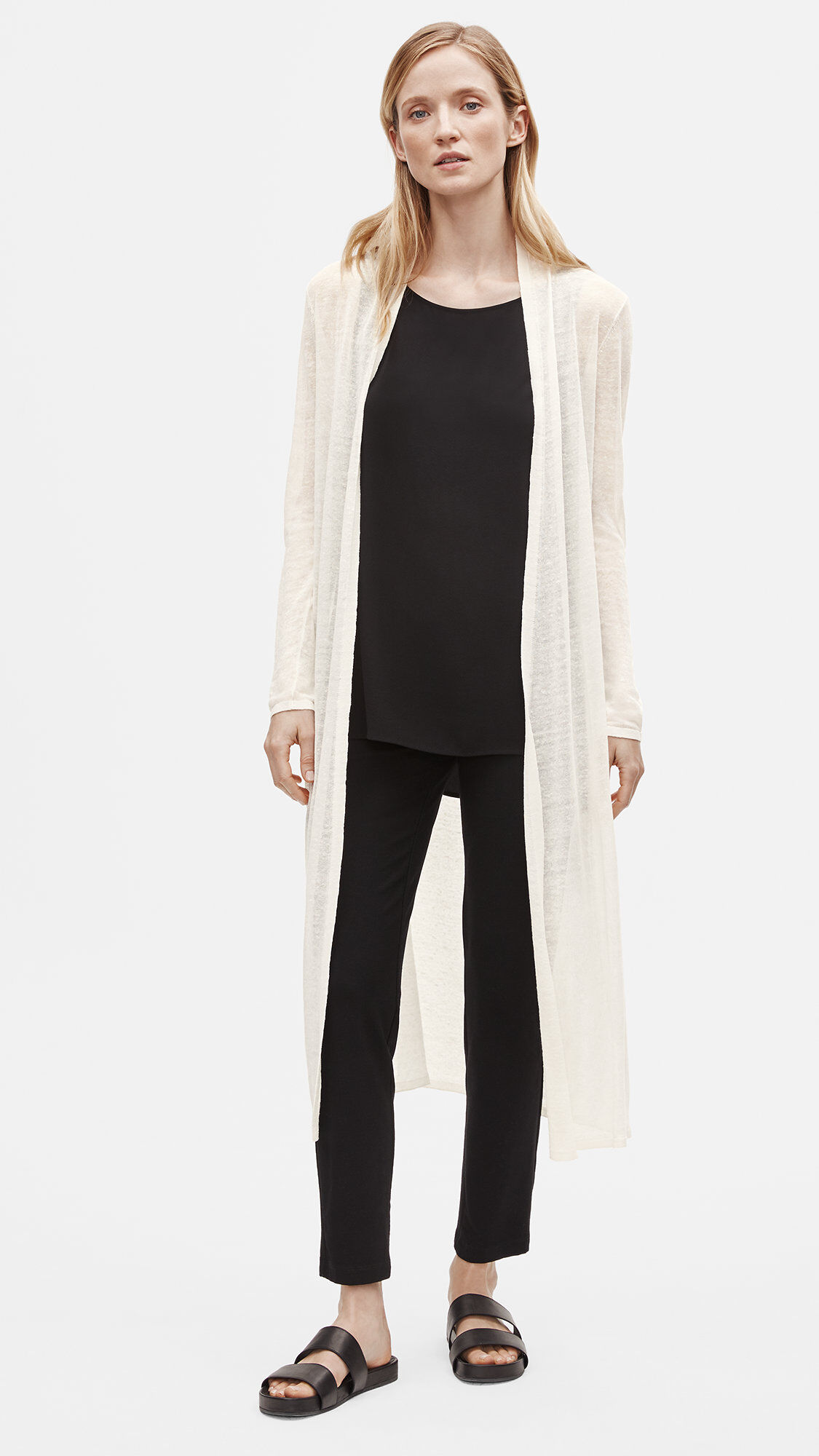 Organic Linen Crepe Duster Cardigan EILEEN FISHER