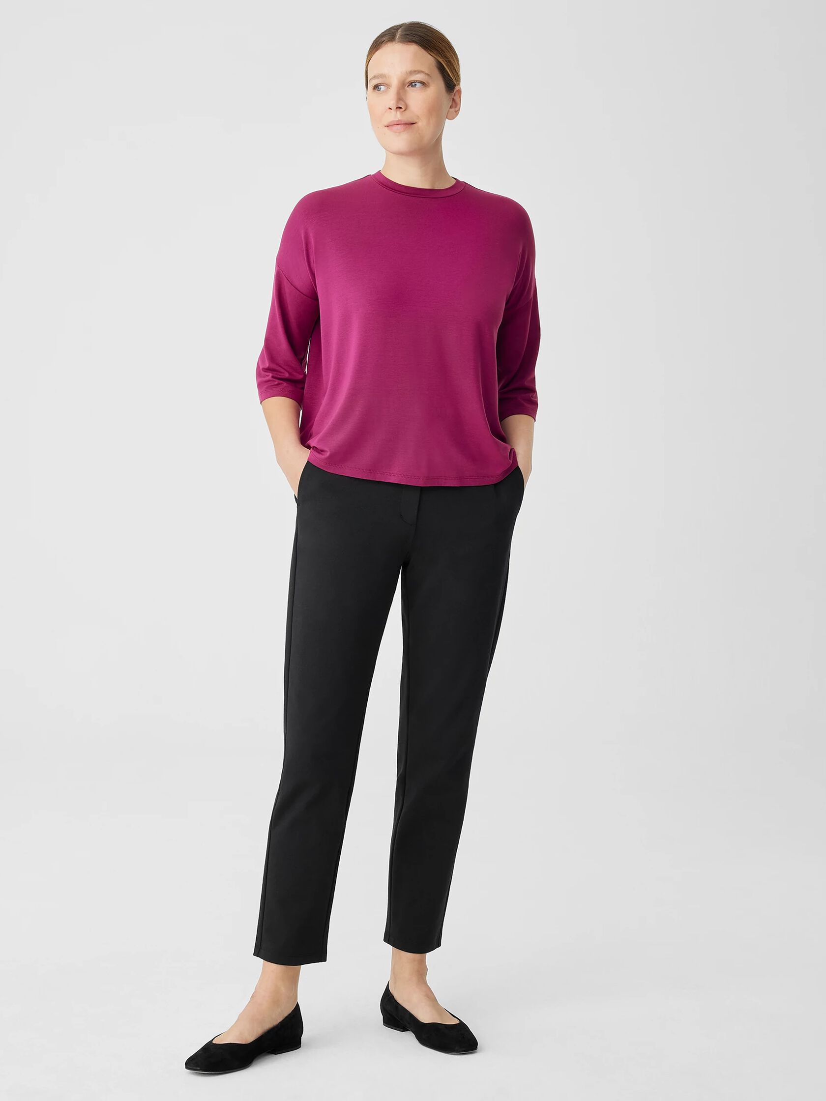 Fine Jersey Column-Sleeve Top