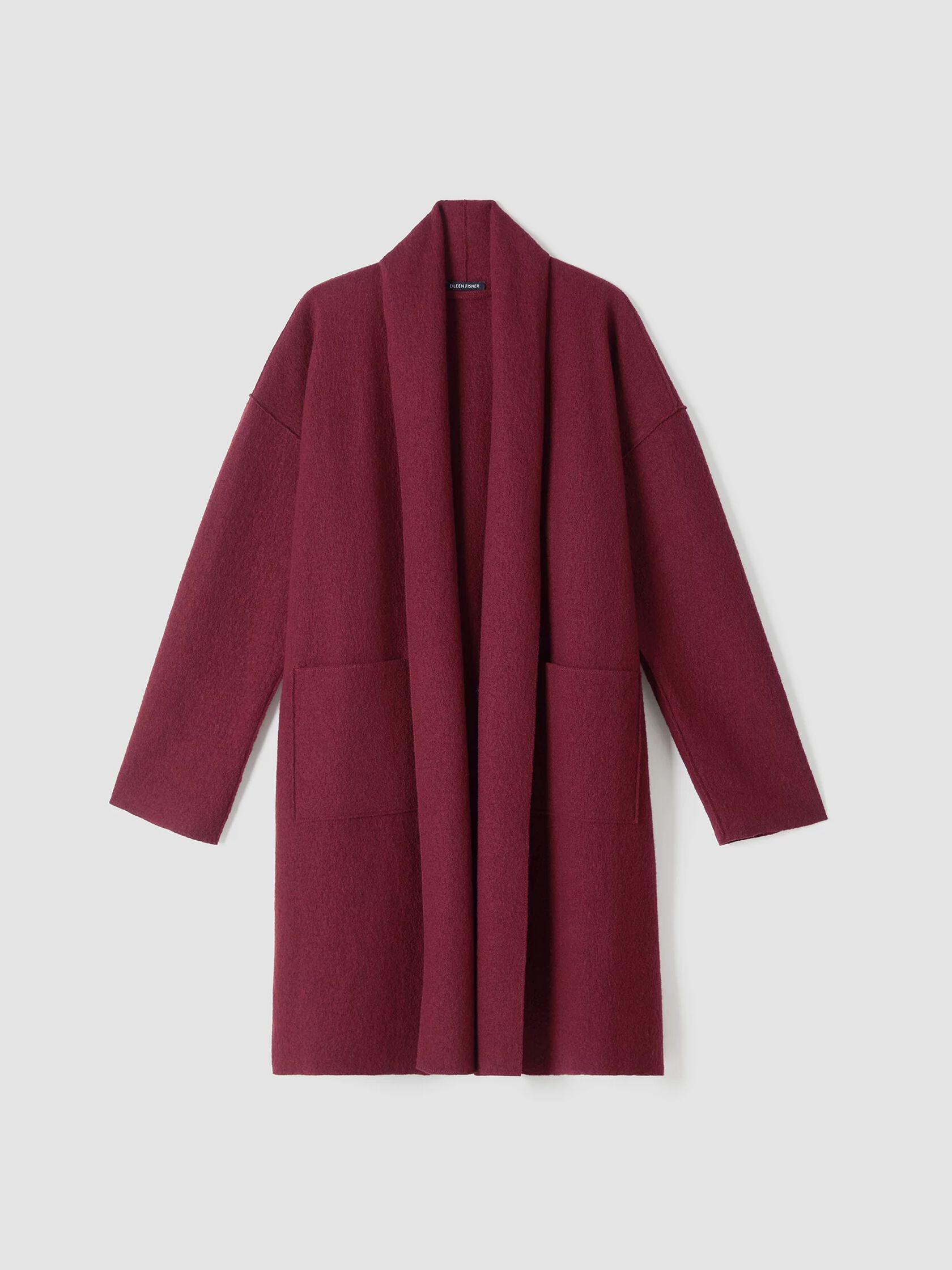 Lightweight Boiled Wool High Collar Coat in Regenerative Wool