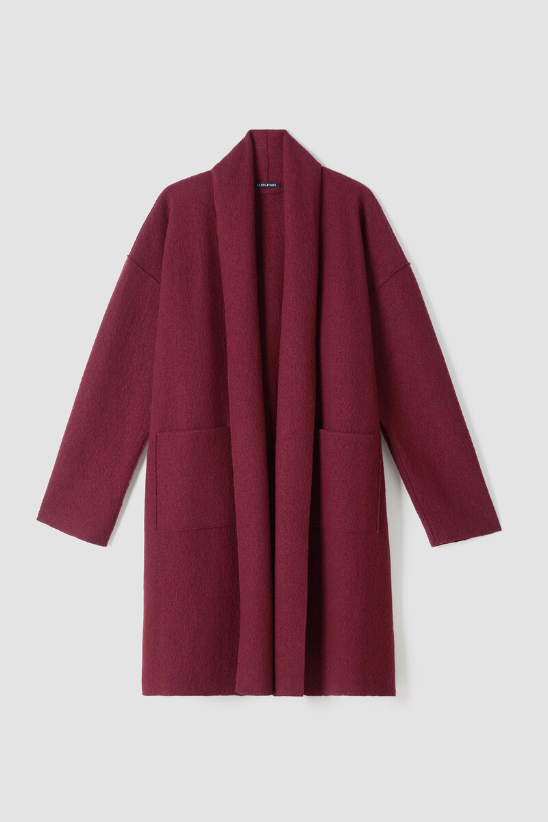 Lightweight Boiled Wool High Collar Coat in Regenerative Wool Lightweight Boiled Wool High Collar Coat in Regenerative Wool