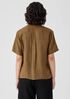 Organic Handkerchief Linen Band Collar Short-Sleeve Shirt