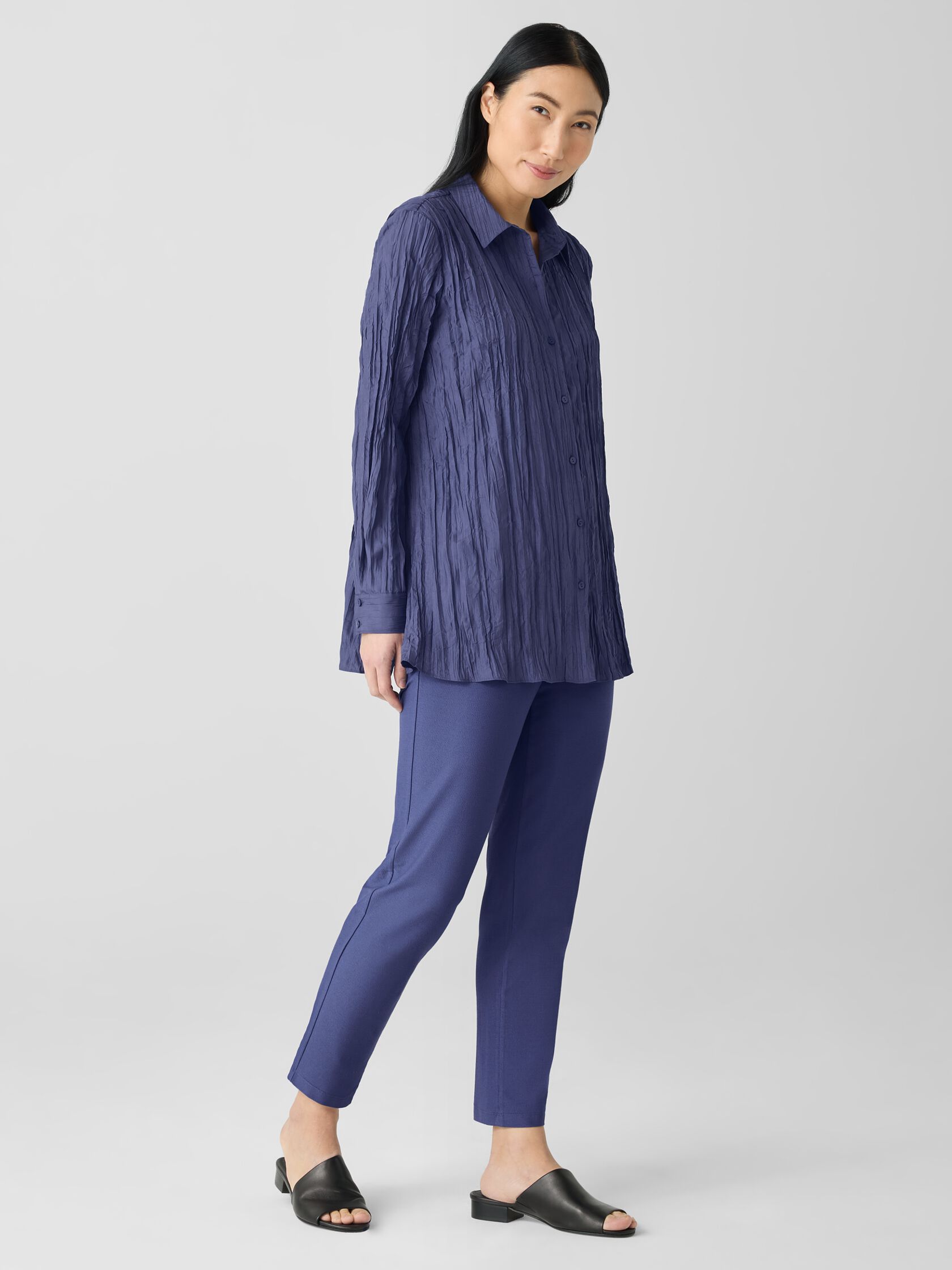 Crushed Silk Classic Collar Shirt