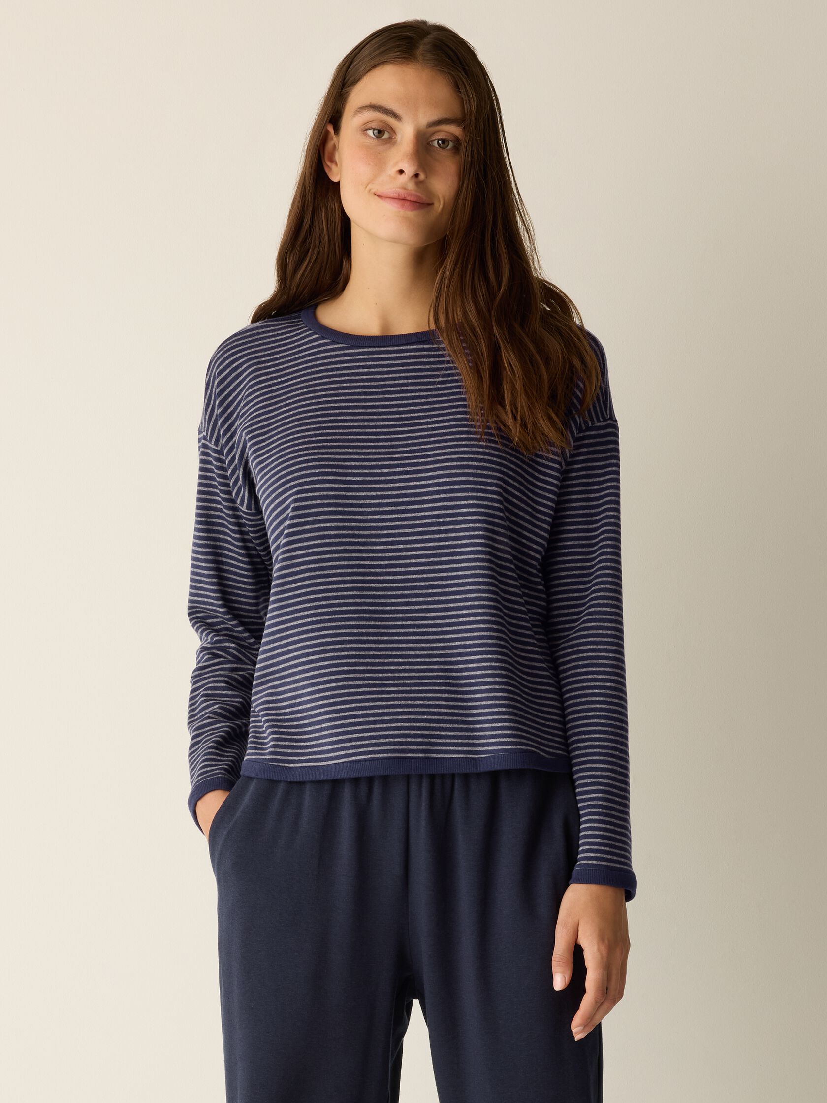 Striped Cozy Brushed Terry Box-Top