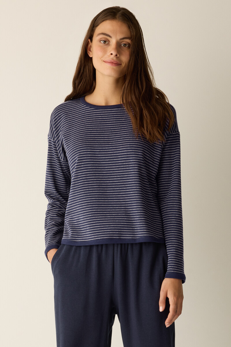 Striped Cozy Brushed Terry Box-Top Striped Cozy Brushed Terry Box-Top