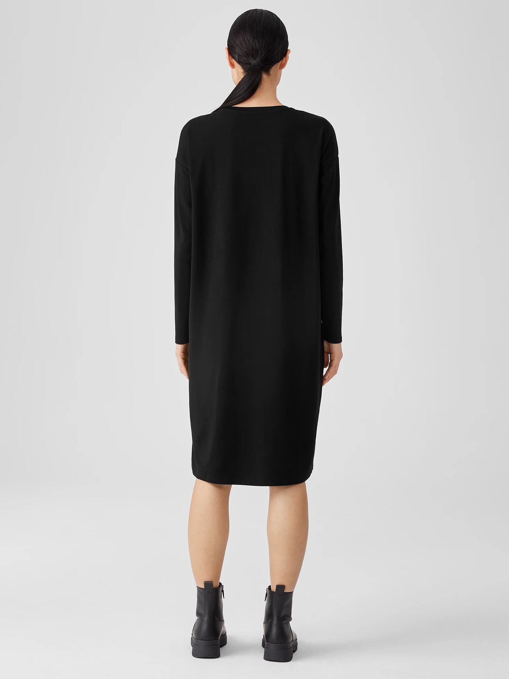 Stretch Jersey Knit Crew Neck Dress