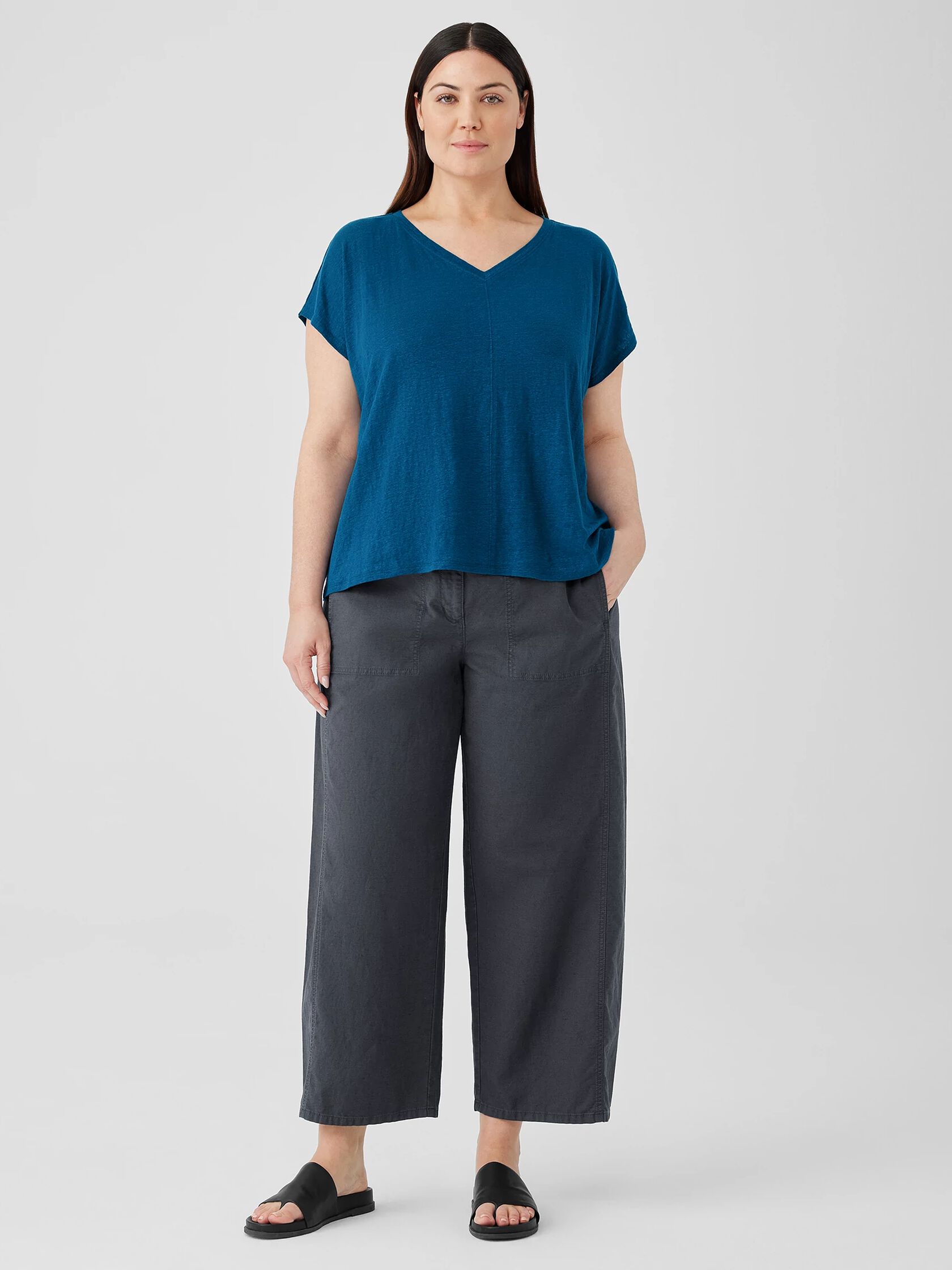 Organic Linen Jersey V-Neck Tee