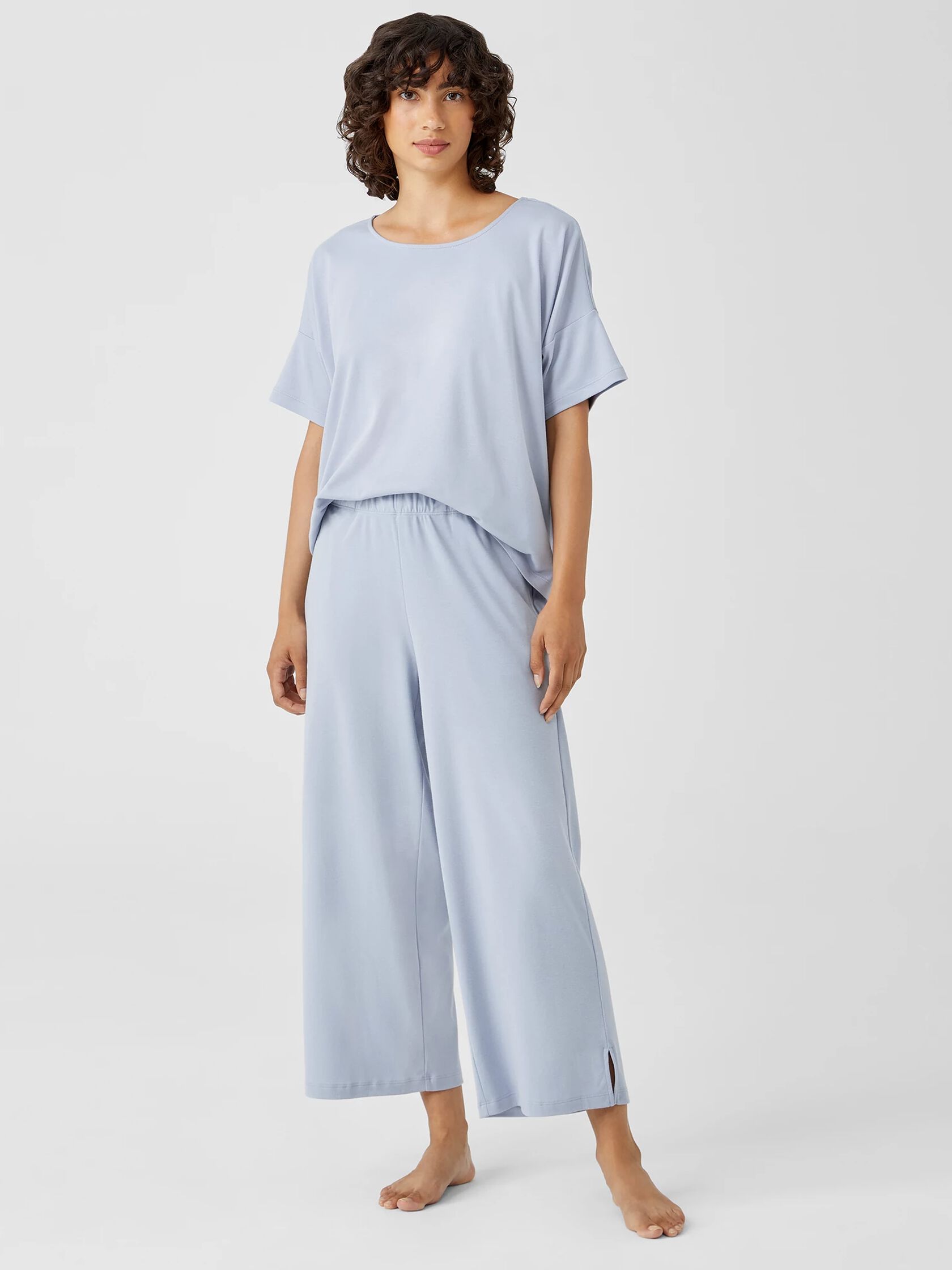 Cozy Organic Cotton Interlock Wide-Leg Pant