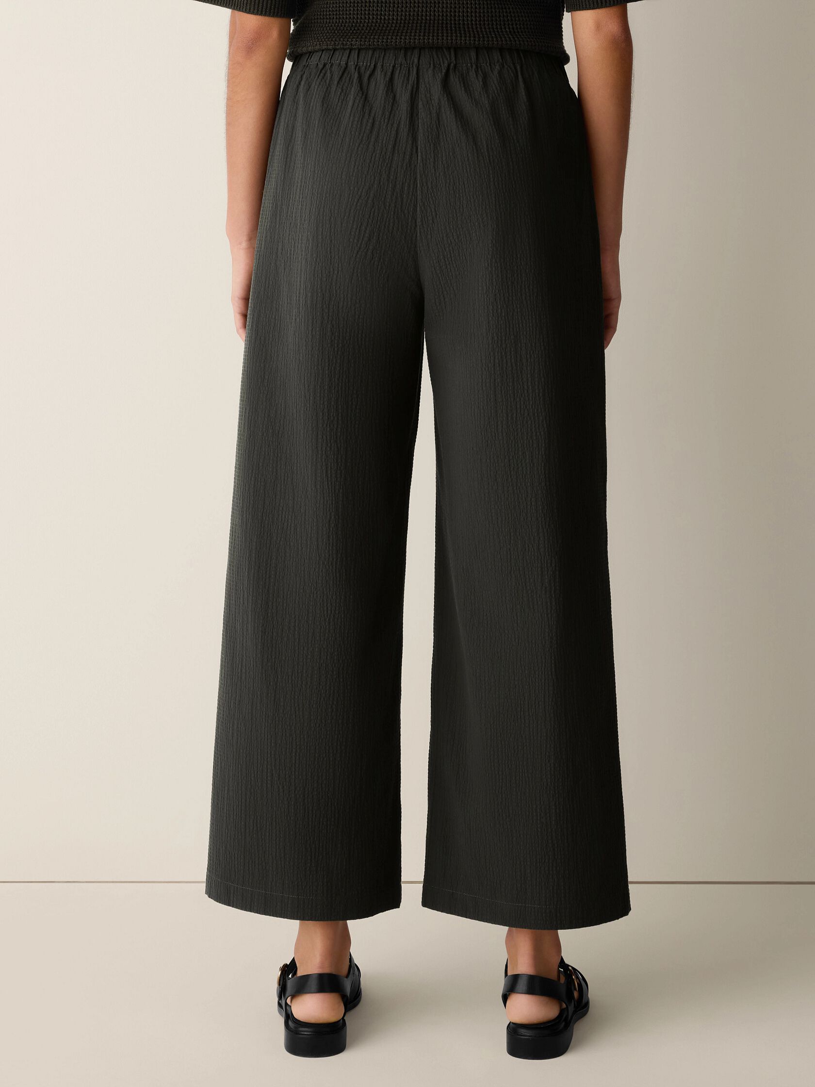 Organic Cotton Pucker Wide-Leg Pant