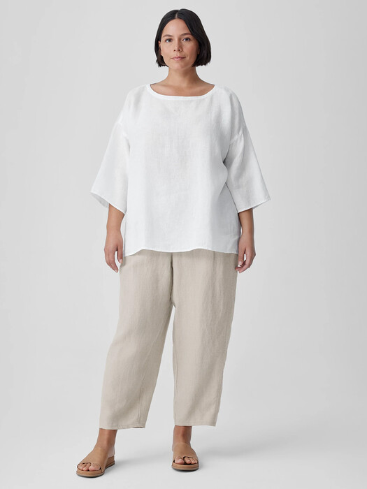 eileen fisher white bateau box Neck 3/4 Sleeve Top BLU'S Long sleeved tops Garment Organic Cotton Slub Box-Top |