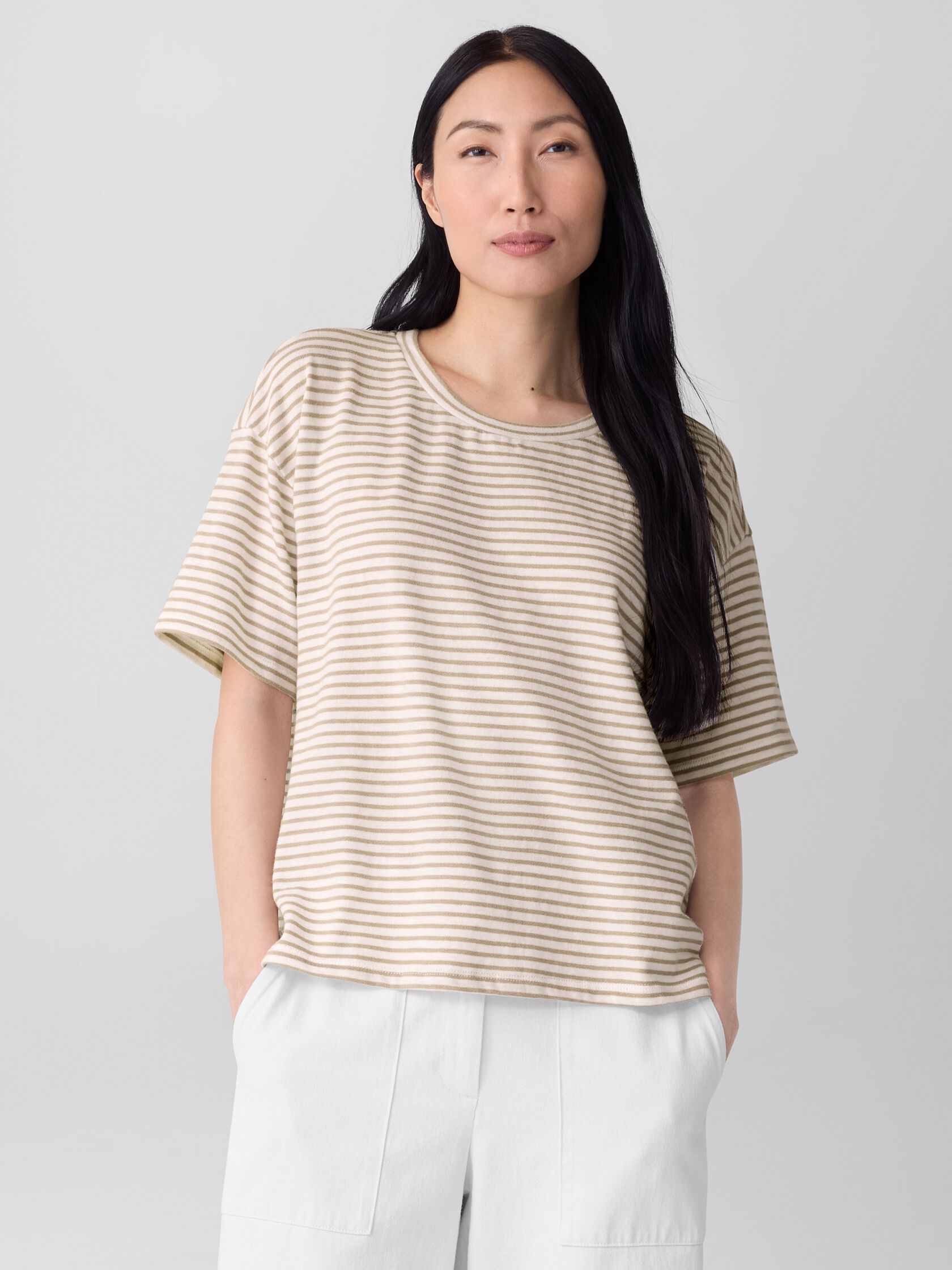 Striped Organic Cotton Slub Box-Top