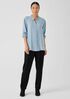 Silk Georgette Crepe Mandarin Collar Shirt