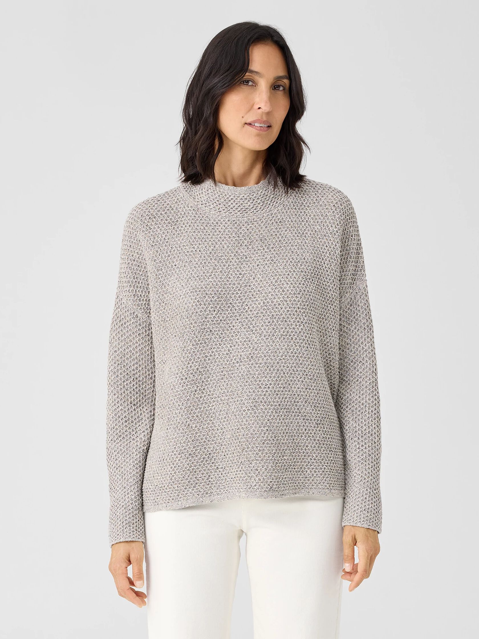 Silk Noil Funnel Neck Top