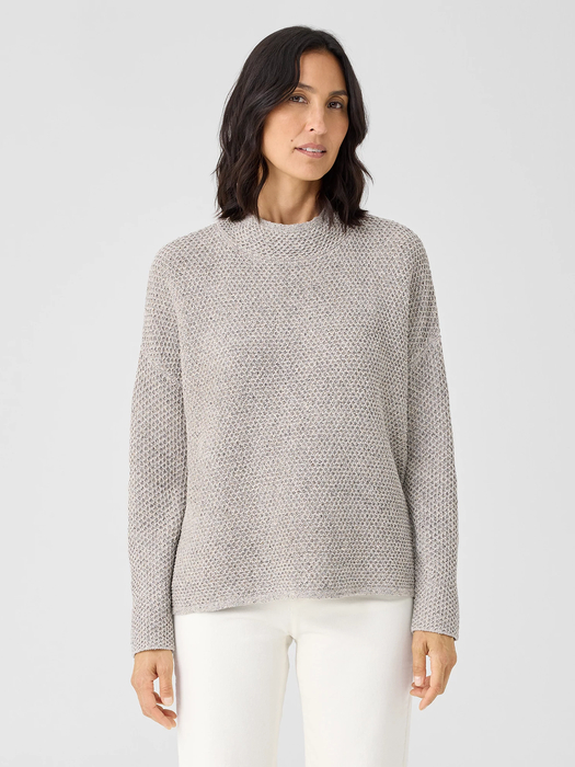 Silk Noil Funnel Neck Top