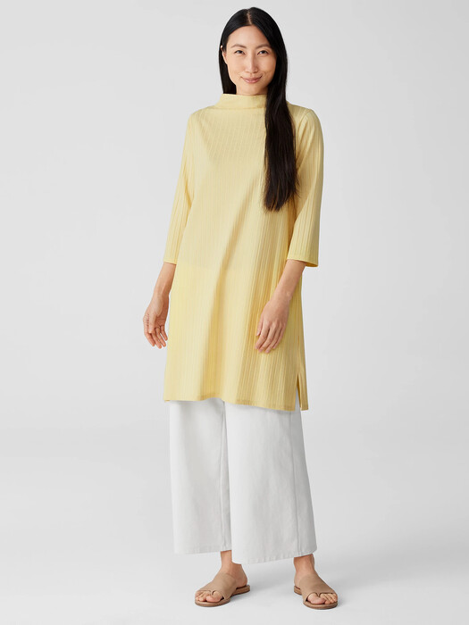 Washable StretchRib Funnel Neck Dress