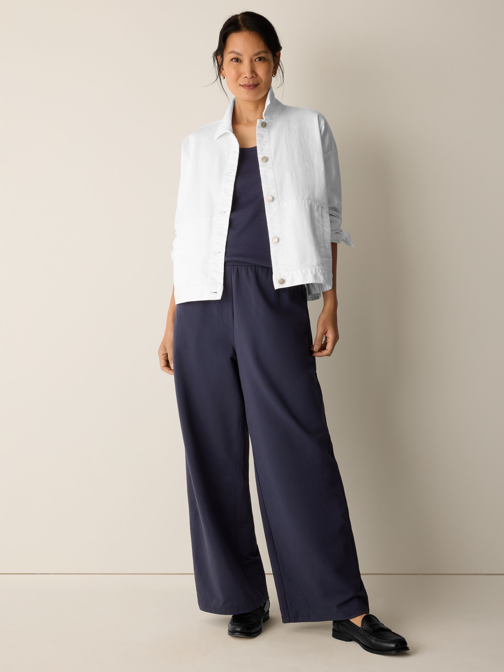 Pima Cotton Stretch Jersey Wide-Leg Pant