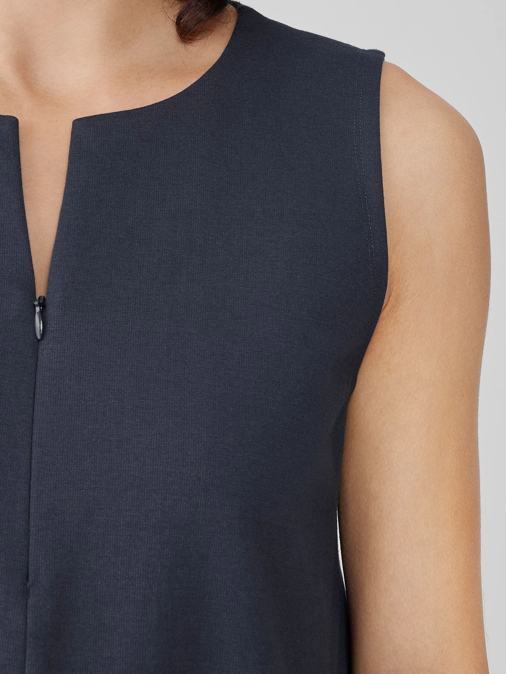 Cotton Blend Ponte Zip-Up Dress