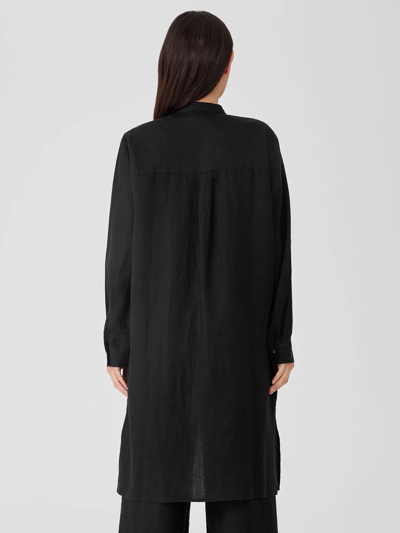 Organic Linen Mandarin Collar Dress