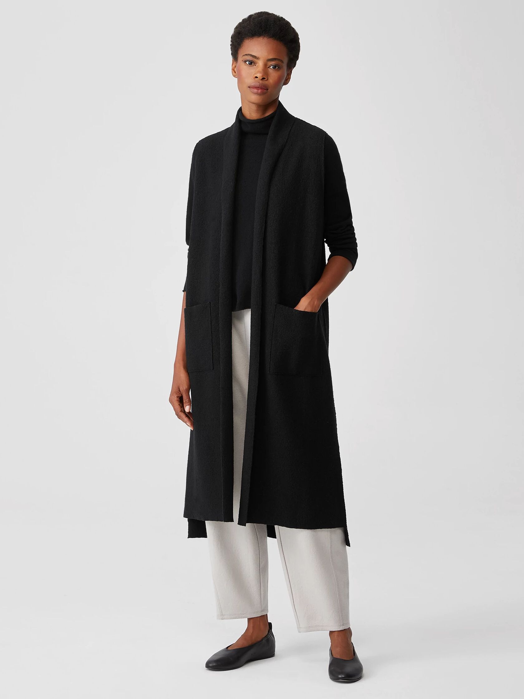 Lightweight Boiled Wool Long Vest in Responsible Wool