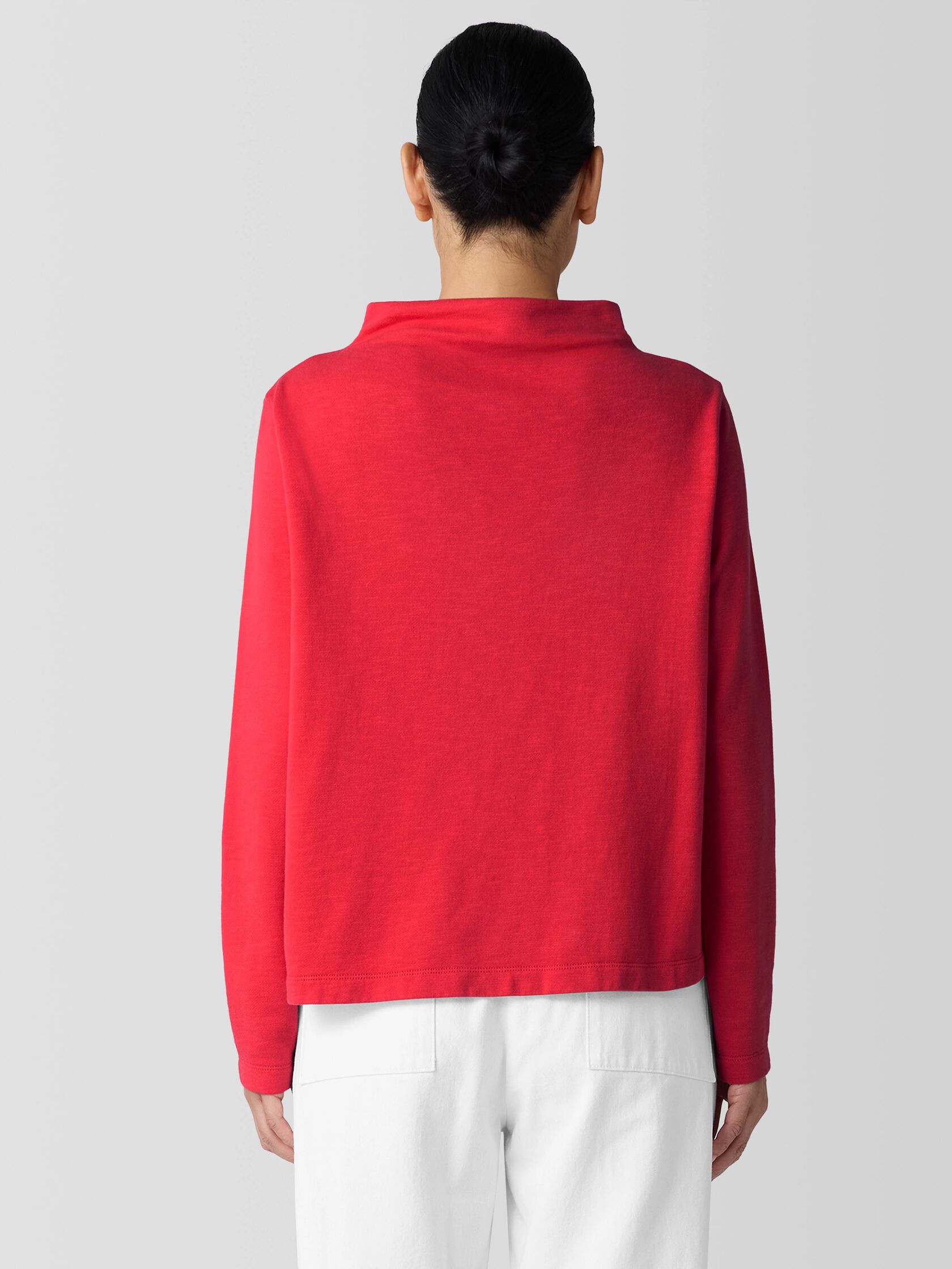 Garment-Dyed Terry Funnel Neck Top