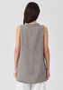 Puckered Organic Linen Mock Neck Top