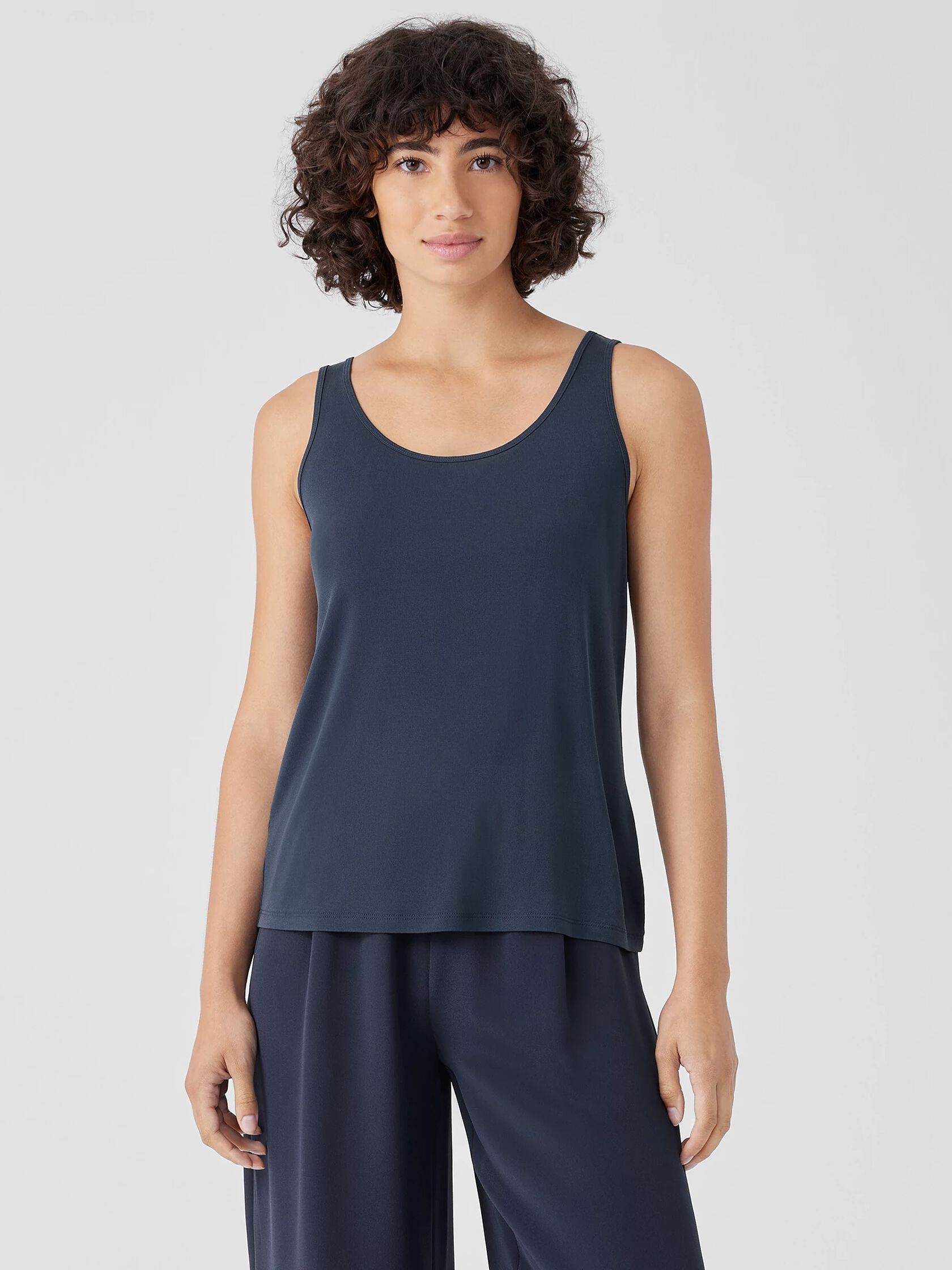 Stretch Silk Jersey Scoop Neck Tank