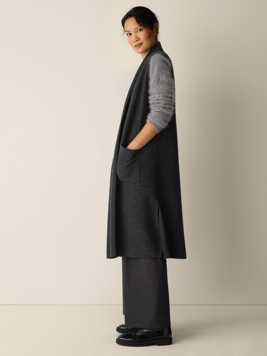 Lightweight Boiled Wool Shawl Collar Vest in Regenerative Wool