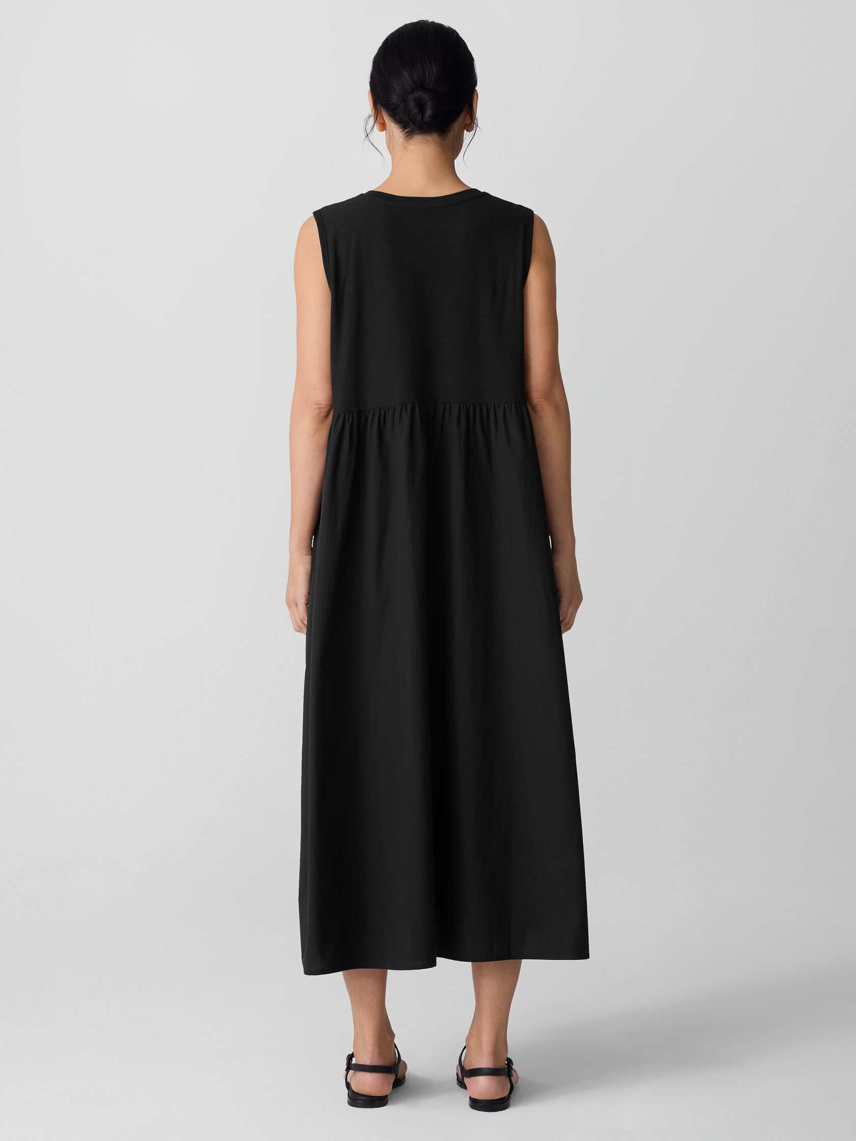 Washed Organic Cotton Poplin Round Neck Dress