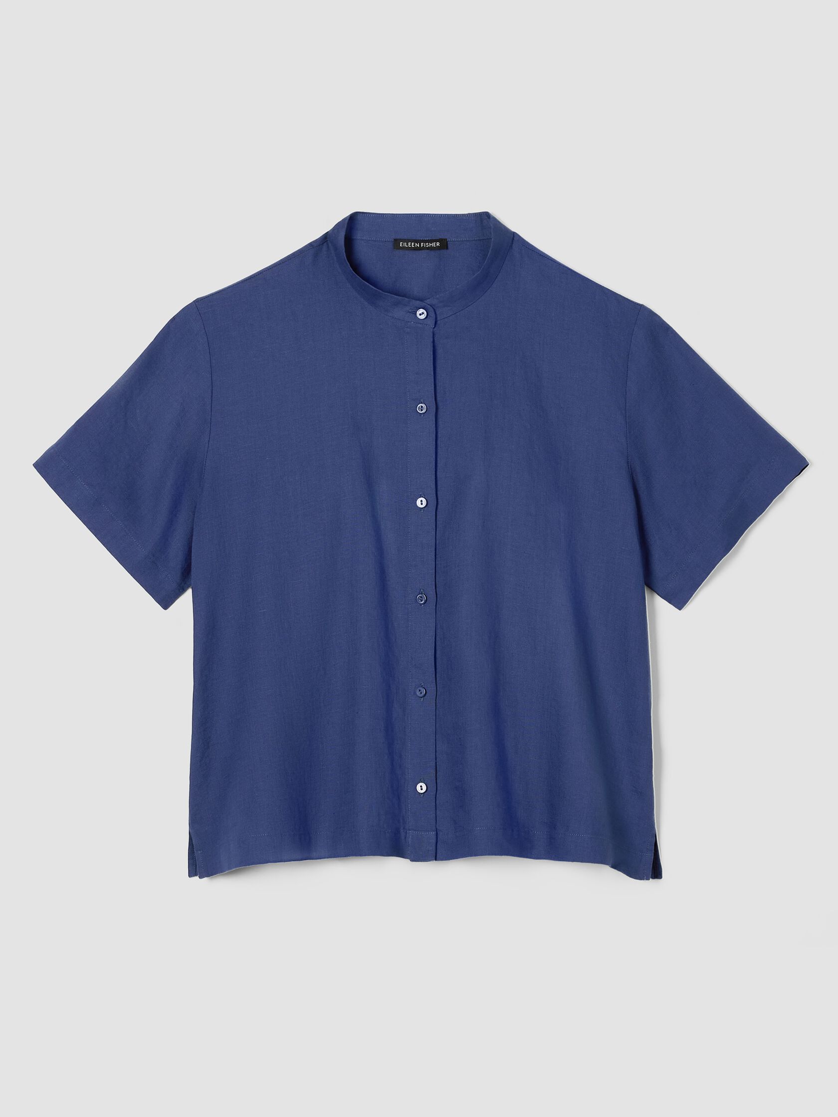 Organic Handkerchief Linen Band Collar Shirt