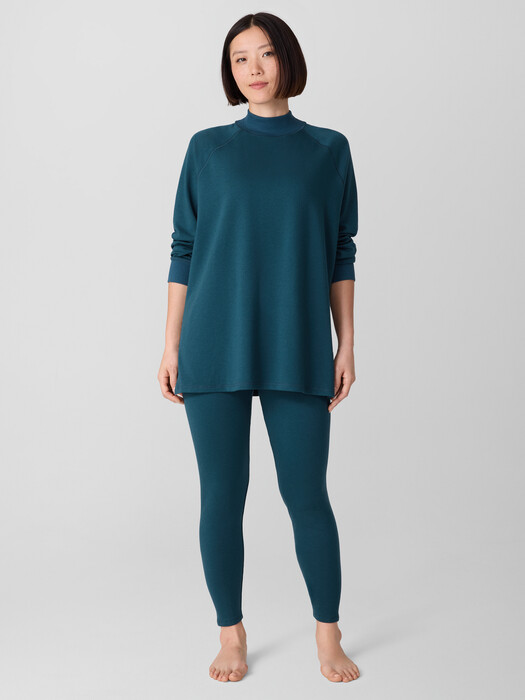 Cozy Brushed Terry Mock Neck Long Top
